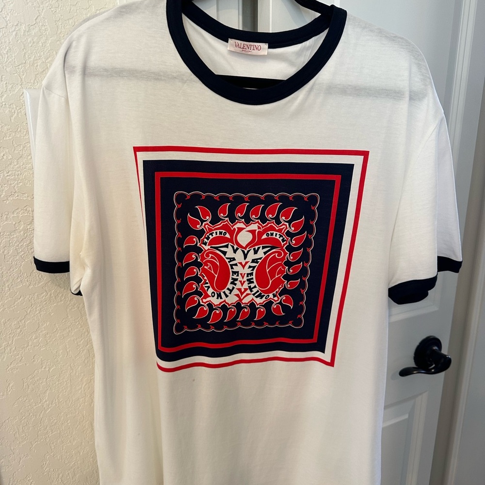 Valentino White and Black Short Sleeve Tee